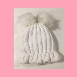 Fleece Lined Winter Hat with Pom Poms!